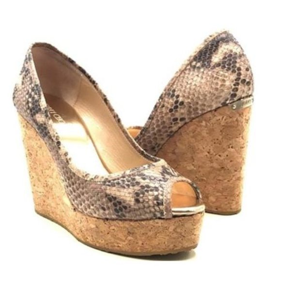 Jimmy Choo Shoes - JIMMY CHOO Papina Shaded Snake Print Cork Wedge 8